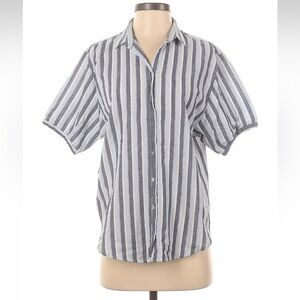 Xirena White and Blue Button Down Shirt with Stripes Size XS